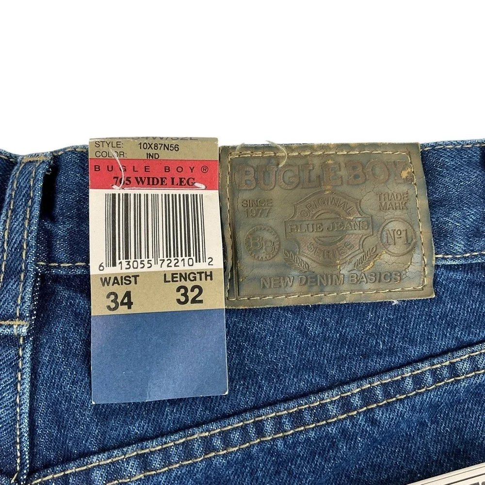 Bugle Boy Jeans Men 34x32 Blue Wide Leg Loose‎ Fit 765 Deadstock VTG 90s NWT